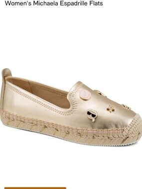 Karl Lagerfeld Paris Women’s Michaela Espadrille Flats metallic gold 7.5